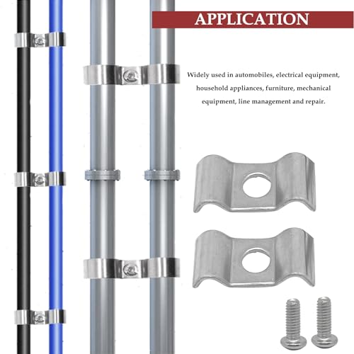10Set Stainless Steel Double Line Clamps Kit,with Hexagon Socket Screws M5x12mm,M-type Double Line Clamps for 5-6mm/0.2-0.23in Tube,Pipe