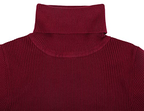 PrettyGuide Women's Turtleneck Knit Pullover Long Sleeve Stretch Bodycon Sweater Dress Black with White Pinstripes S