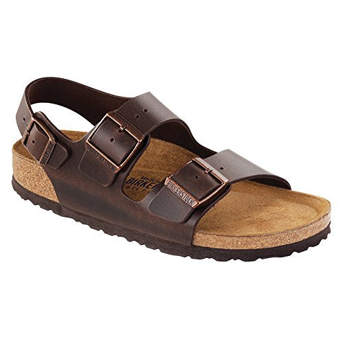 Birkenstock Unisex Milano SFB Flat, Brown Amalfi Leather, 44 BR/11 M US