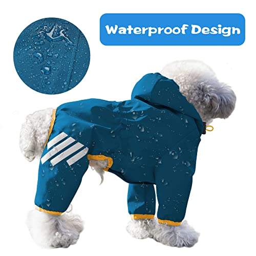 Annchwool Dog Raincoat with Hood for Puppy Small Medium Dogs,Waterproof Dog Rain Coat Jacket with Reflective Strap and Leash Hole,Easy to Put On & Off Poncho(Yellow,S)