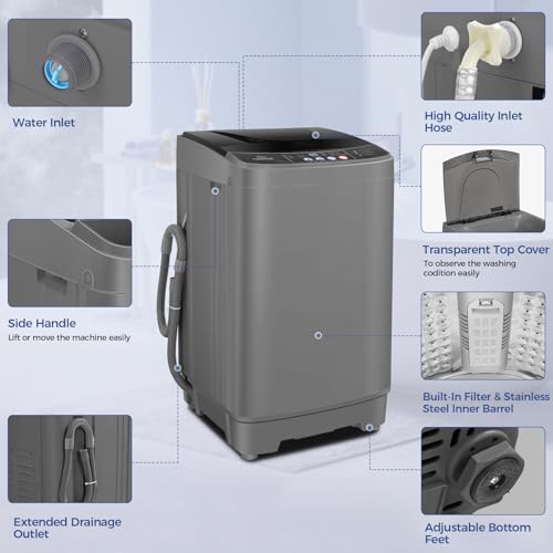 Nictemaw Portable Washing Machine 15.6Lbs Large Capacity 2.1 Cu.ft Laundry Machine with 10 Programs and 8 Water Levels Selections Compact Washer Machine for Apartment, Home, Dorms, Rv