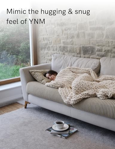 YnM Chunky Throw Blanket, Medium-Weight, Hand Knitted, Skin Friendly, Ventilated and Breathable, Machine Washable, Home Décor Piece for Couch, Sofa and Bed (White, 50x70 Inch)