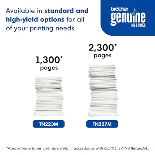 Brother Genuine TN227M, High Yield Toner Cartridge, Replacement Magenta Toner, Page Yield Up to 2,300 Pages, TN227, Amazon Dash Replenishment Cartridge