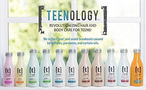 Teenology Shampoo, Conditioner, and Body Wash Bundle (Save 10%) - Sulfate and Paraben Free, Noncomedogenic, Natural Botanical Extracts, Sweet Mint and Tropical Orange - 16 oz.