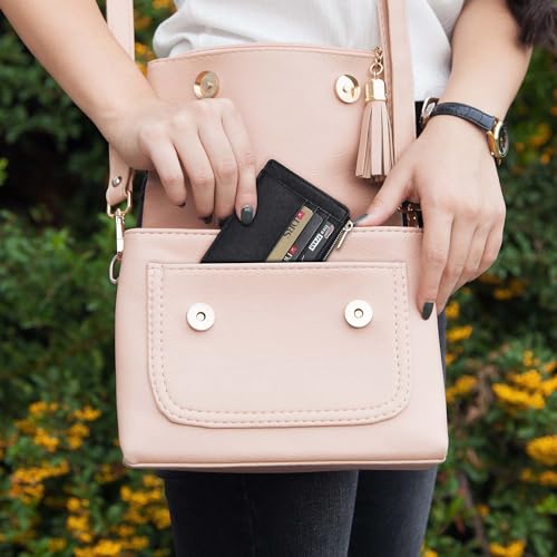 Sodsay Card Case Slim Front Pocket Wallet for Women Credit Card Holder with Keychain(CH Light Green)