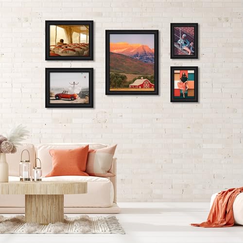 iRahmen 4x6 Picture Frame Set of 4, Rustic Picture Frames with HD Glass, Display Pictures 4 x 6 Without Mat, Wood Farmhouse Style Frames for Desktop Display and Wall Mounting