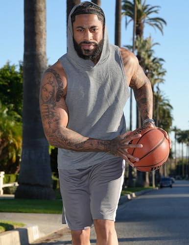COOFANDY Mesh Basketball Shorts Men 11 Inch Inseam Loose Fit Big and Tall Shorts Dark Grey, US S