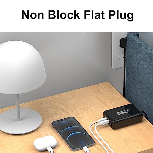 Fast Charger USB C 100W, 5 Ports Charging Blocks Ultra Thin Flat Plug, USB Charging Hub with 360° Rotated Adhesive Punch-Free Holder, Charging Station for Laptops, Tablets, Cellphones Stuff