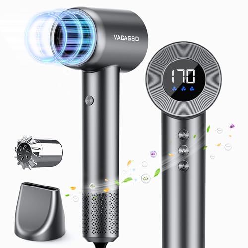Hair Dryer, 110, 000 RPM High Speed Blow Dryer for Fast Drying, Negative Ionic Hair Dryer for Hair Care, HD Display, 360° Rotating Magnetic Nozzle, Low Noise Hair Dryer for Home and Travel