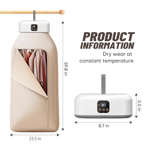 Portable Clothes Dryer,Mini Laundry Dryers with Remote Control, Small Compact Foldable Electric Drying Machine with Dry Bag for Travel,RV, Home,Apartment