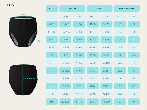 EEOST Youth Special Needs Reusable Swim Diapers Swimwear for Incontinence Cloth Diaper Covers Waterproof,Leakproof, Unisex (Black, 3-4T)