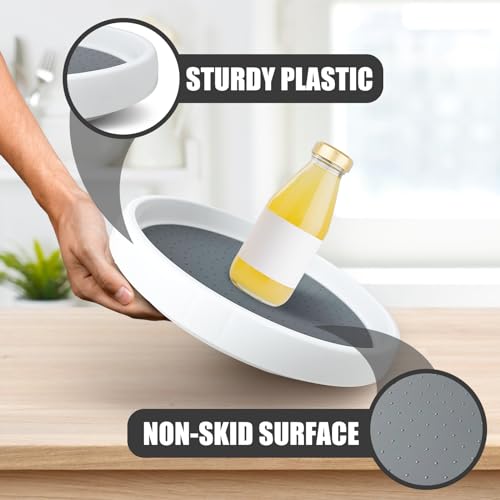 Lazy Susan Organizers, 10'' Set of 4, Non-Skid Lazy Susan Turntable for Cabinet, Pantry Storage, Kitchen, Refrigerator Organizing, Rotating Spice Rack