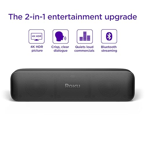 Roku Streambar SE | 2-in-1 TV Soundbar with Built-in 4K/HD/HDR Streaming, Premium Speakers, & Enhanced Speech Clarity for Crisp, Clear Dialogue - Quick Guided Simple Setup