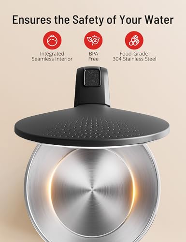 Electric Kettle for Boiling Water, Paris Rhone 1.7L Visual Water Window Stainless Steel Electric Water Kettle, 1500W BPA-Free Hot Water Kettle Pot, Auto Shut Off & Boil-Dry Protection, Silver