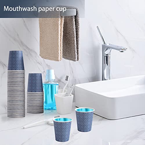 Clawsoff 300 Pack 5oz Paper Cups, Disposable Bathroom Navy Floral Small Mouthwash Cups 5 OZ for Barth, Parties, Picnics, Barbecues, Travel and Events.