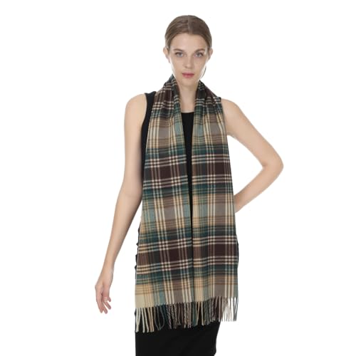 TZ Promise Herringbone Houndstooth Checked Pattern Cashmere Feel Classic Soft Luxurious Winter Scarf For Men Women (Herringbone Beige)