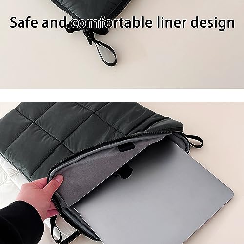Linpr Puffy Laptop Sleeve 11 Inch Black, Waterproof Carrying Case Bag for Women, Fluffy Computer iPad Pro 11 Case, Compatible with 10.9" iPad 10, 10.2" iPad 7 8 9, 10.5"