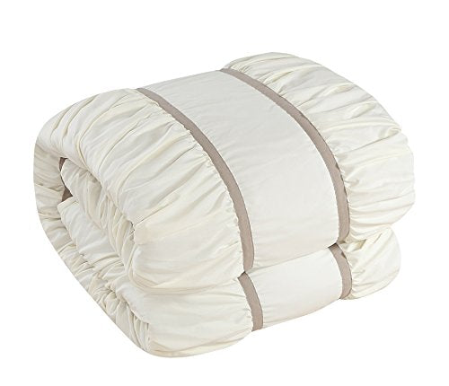 Chic Home CS2124-AN 10 Piece Cheryl Comforter Set, Queen, Beige
