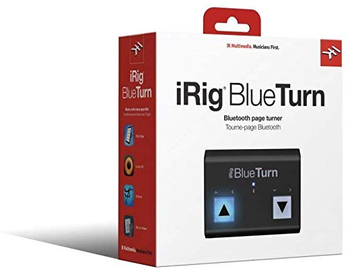 IK Multimedia iRig BlueTurn wireless page turner, backlit silent foot switches, Bluetooth LE, iPhone iPad Mac, pedal board with 3 mode configurations for sheet music, music stands, keynote controller