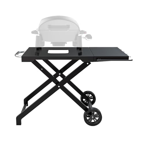 Outspark Collapsible Grill Cart for Megamaster 820-0065C 1 Burner Portable Gas Grill,Folding Grill Stand with Side Table for Outdoor Megamaster Griddle