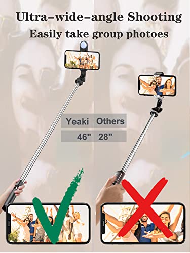 Selfie Stick Tripod with Wireless Remote, 46'' Cellphone Selfie Stick Tripod with LED Fill Light, for iPhone 15/14/14 pro/13/13 Pro/12/11/11 Pro/XS Max/XS/XR/X/8/7 and Android Smartphone(Upgrade)