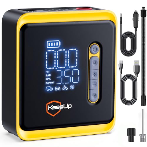 Tire Inflator Portable Air Compressor -Upgraded Air Pump for Car Tires with Tire Pressure Gauge (Max 150 PSI), Auto Shut-Off Tire Pump with LED Light for Car Motor Bike Ball