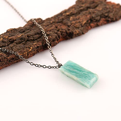 TGH Raw Ruby Zoisite Stone Pendant Necklace, Crystal Pendant 10-20 mm, Necklace for Women, Raw Crystal Jewelry, 16 + 2 Inches Adjustable Black Plated Chain (Ruby Zoisite)