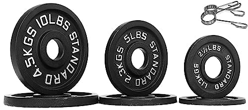 Fitvids Olympic 2-Inch Cast Iron Plate Weight Plate for Strength Training and Weightlifting, Vintage Style, 35LB Set