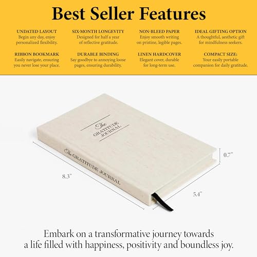 The Original Gratitude Journal for Women - Daily Gratitude Practice for Girls with Inspiring Quotes & Mindful Prompts for Affirmation Reflection and Happiness - Premium Linen Pink