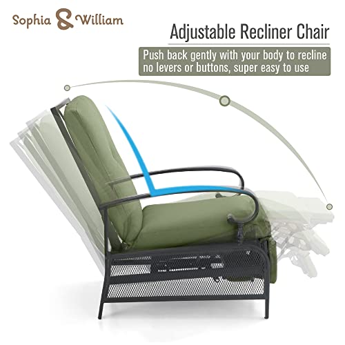 Sophia & William Outdoor Recliner Patio Lounge Chair Adjustable Reclining Chair with Removable Cushion and Metal Frame for Lawn Pool Garden Backyard, Navy