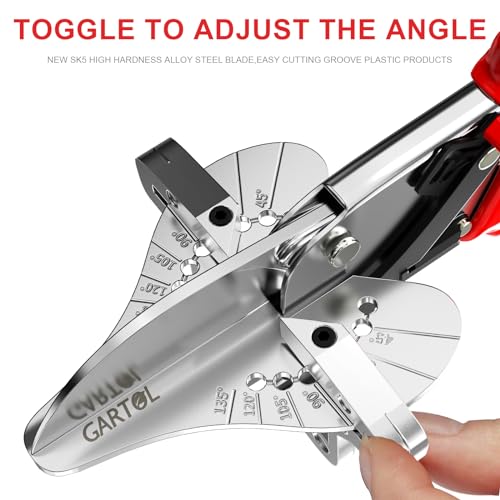 GARTOL Ratchet Miter Shears for Angular Cutting Molding Crafting, Shoe Molding & Quarter Round Cutting Tool Miter Cutter, Adjust at 45-135 Degree Multi-Angle Cutter Hand Tool for Soft Wood, PVC, MDF