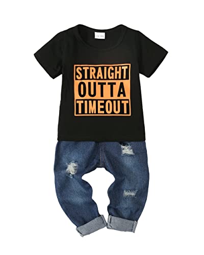 XUANHAO Boys Clothes 3T Toddler Boys Outfits 4T Summer Boy Clothing Plaid Shirts Tops Denim Jeans Pants Outfit 3T 4T Spring Clothes For Little Boys