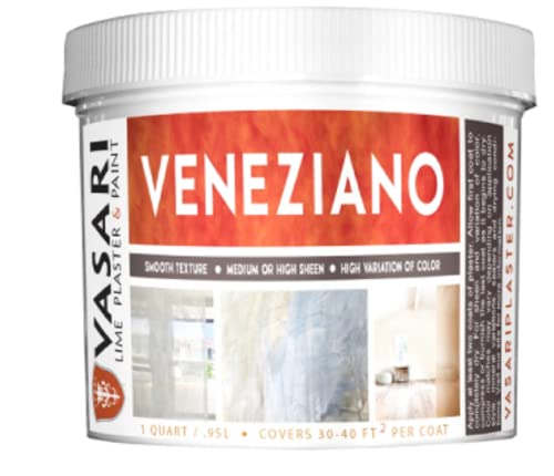 VASARI Lime Plaster and Paint | Veneziano Plaster (Smooth Finish) | Made from Natural Lime and Powdered Marble | color: Natural White #1 | size: 1 Quart wet mix