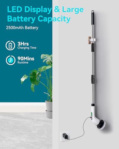 Electric Spin Scrubber for Cleaning Bathroom: Cordless Power Shower Scrubber - Electric Cleaning Brush for Tile Tub