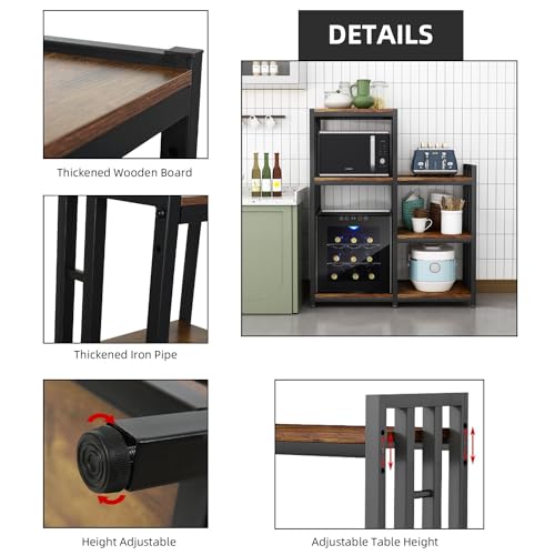 6-Tier Kitchen Bakers Rack Storage Shelf with Wheels, Utility Plant Stand/ Mini Fridge & Microwave Oven Stand Table, Coffee Bar, Adjustable Kitchen Shelves Freestadning for Home Office Patio