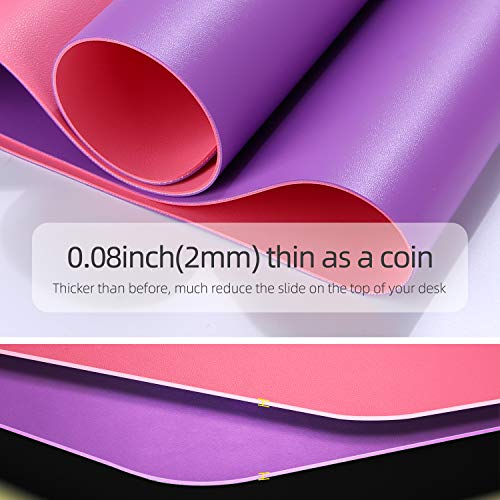 YSAGi Desk Mat, Mouse Pad,Waterproof Desk Pad,Large Mouse pad for Desk, Leather Desk Pad Large for Keyboard and Mouse,Dual-Sided Mouse Mat for Office and Home (35.4" x 17", Pink)