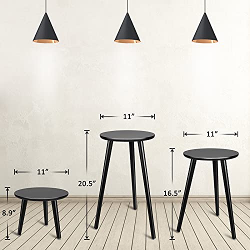 Uneedem Indoor Plant Stand Wood Mid Century Modern Small Round Side Plant Table for Indoor Plants, 8.9" Tall Plant Holder for Flower Pots End Table