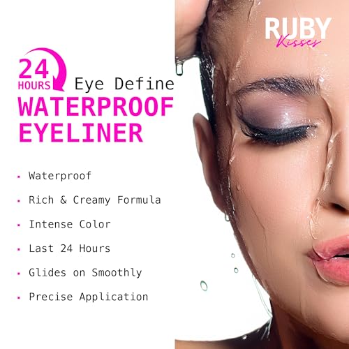 Ruby Kisses Pencil Eyeliner, Retractable Eyeliner, Waterproof, Smudge-Proof Eye Makeup, High Pigmented, 24H Long Lasting Eyepencil (Deep Brown)