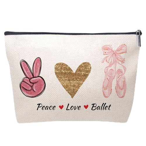 OkiyiD Ballet Dance Makeup Bag for Girl, Ballerina Gifts Cosmetic Travel Bags, Dance Recital Gifts for Girls, Birthday Friendship Team Gifts Travel Case Accessories for Dance Lover