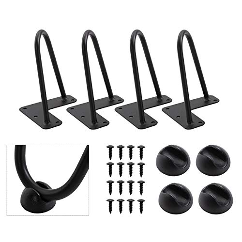 TE DEUM 6 inch Satin Black Hairpin Coffee Table Legs(Set of 4), Metal Heavy Duty Mid-Century Modern …