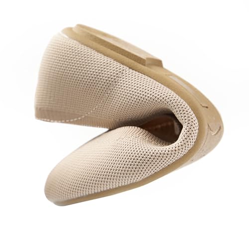 YORINDALE Women's Ballet Flats Soft Knit Lightweight Round Toe Slip On Comfort Ballerina Flat Shoes for Walking Low Wedge Soft Beige