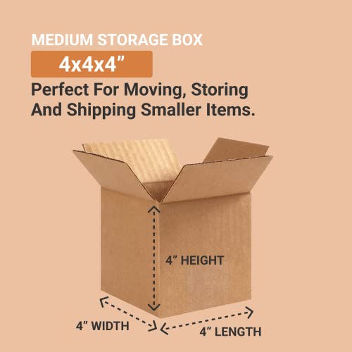 AVIDITI Shipping Boxes Small 4"L x 4"W x 4"H, 25-Pack | Corrugated Cardboard Box for Packing, Moving and Storage