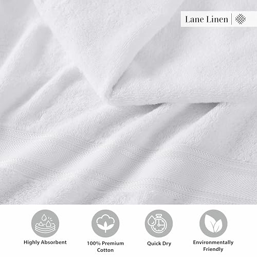 Lane Linen Luxury Bath Towels Set of 6 (24" x 48") - 100% Cotton Towels for Bathroom - Zero Twist, High Absorbency, Durable, Quick Dry Grey Towels Set - Super Soft Grey Bathroom Towels Set - Cool Grey
