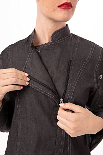 Chef Works Women's Gramercy Denim Chef Coat, Black, X-Small