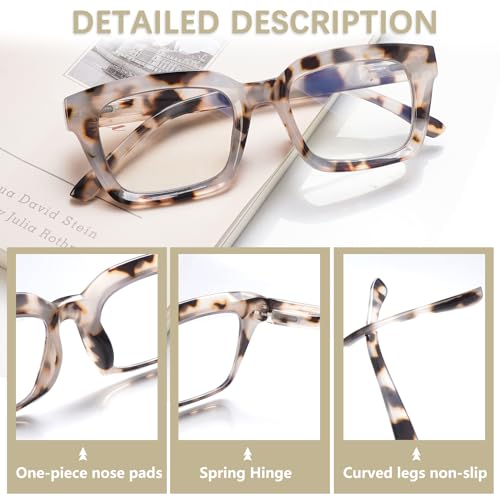 ZONLON 4 Pack Progressive Multifocus Reading Glasses for Women Oprah Style Blue Light Blocking Computer Readers (4 Mix C1, 4.0)