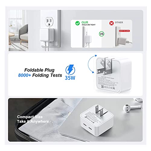 USB C Charger Block, 35W iPhone Fast Charger Dual USB C Port Compact Power Adapter for iPhone 14 Pro/14 Pro Max,13 Pro, iPad, PPS Samsung Galaxy(2 Pack)