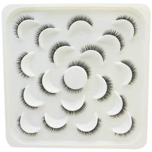 DAODER 10MM False Eyelashes Thick Short Mink Lashes Natural Look With Clear Band D Curl Lash Extension Look False Lashes Strip for Daily Wear 10Pairs(10mm Clear Band)