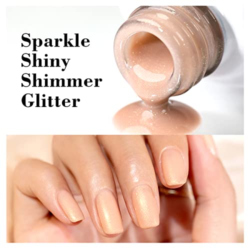 RARJSM Gel Nail Polish Nude Glitter Pale Ivory Sparkle Holographic Rainbow Chunky Red Shimmery Iridescent Jelly Nude Skin Tone Gel Polish Single Bottle Soak off UV LED Cured for Home Salon 15ML