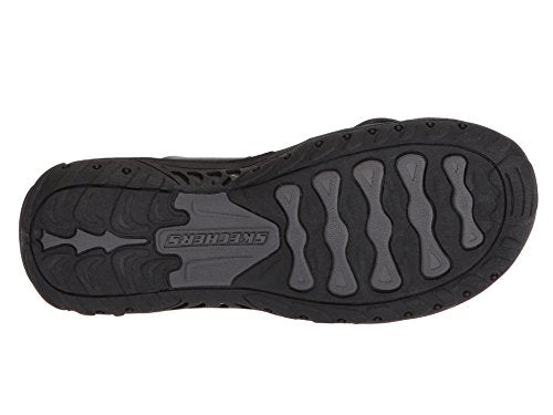 Skechers Women's Reggae-Carribean-Double Buckle Toe Thong Slide Sandal, Black, 6 M US