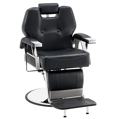 BarberPub Heavy Duty Recline Barber Chair All Purpose Hydraulic Salon Chair for Hair Stylist Spa Beauty Shampoo Equipment 8706 (Black)